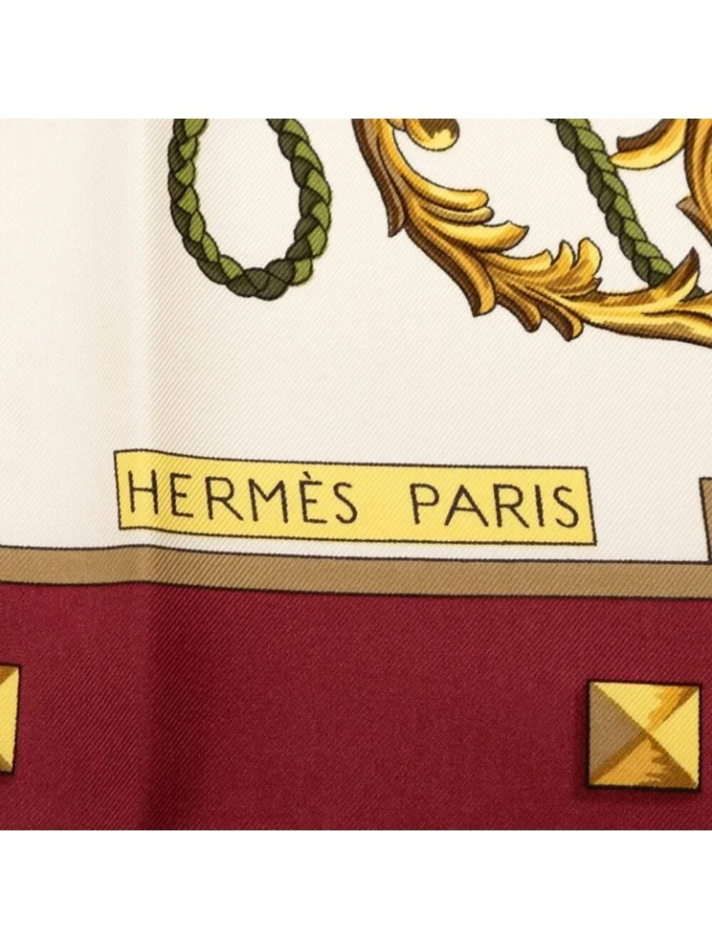 Hermes Carre 90 Les Cles The Keys Rare Key Scarf Ivory Wine Red Silk